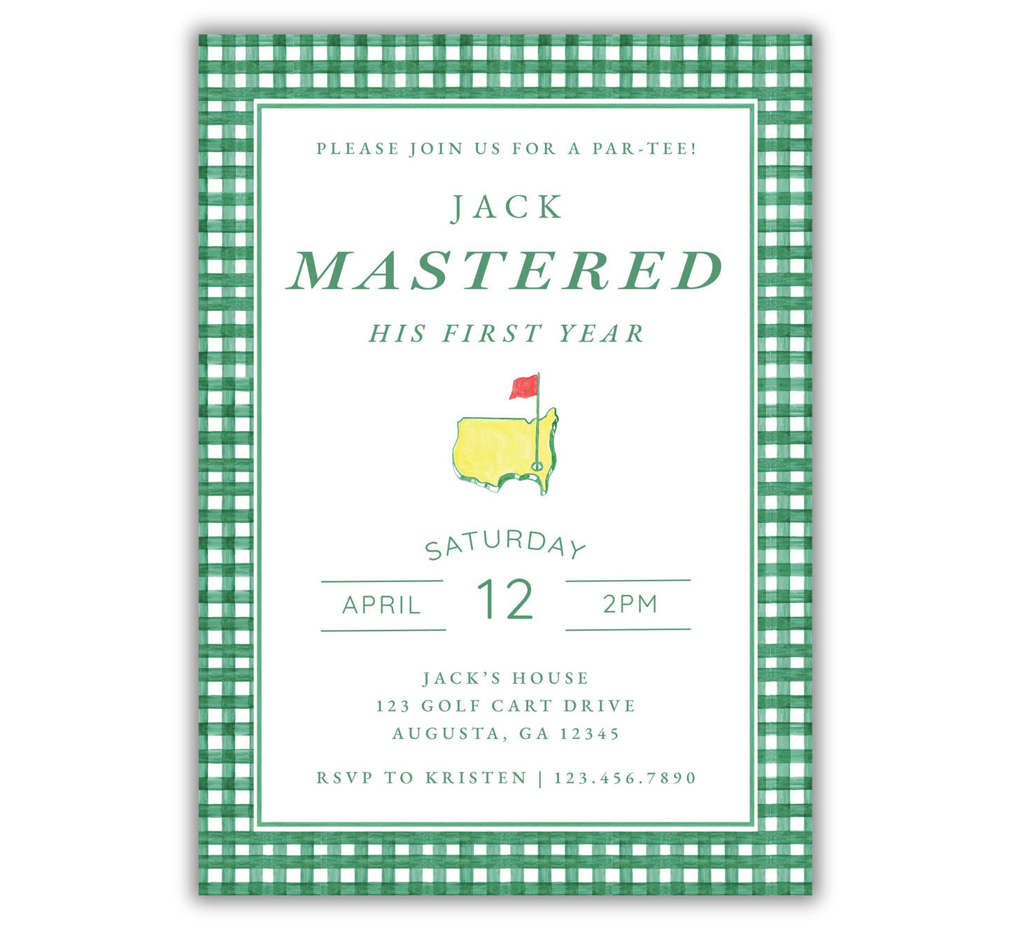 Golf Masters Birthday Party Invitation