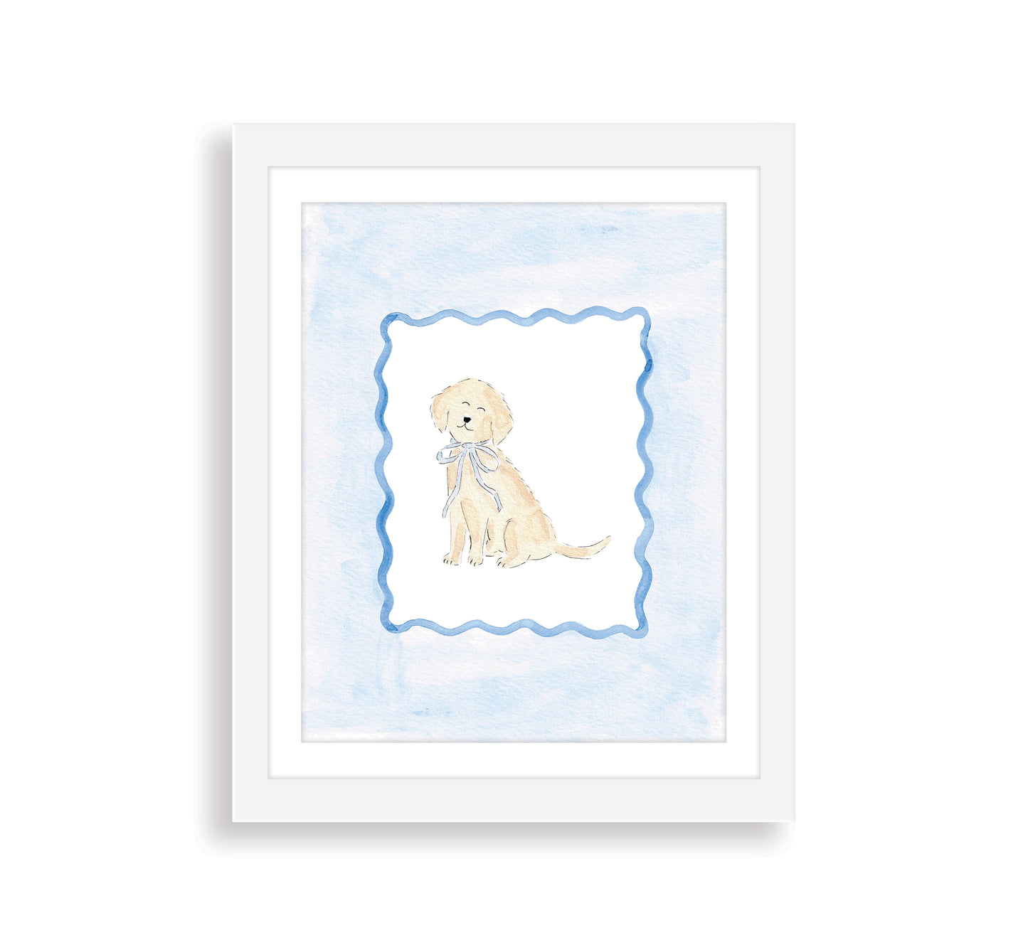 Blue Puppy Dog Watercolor Art Print