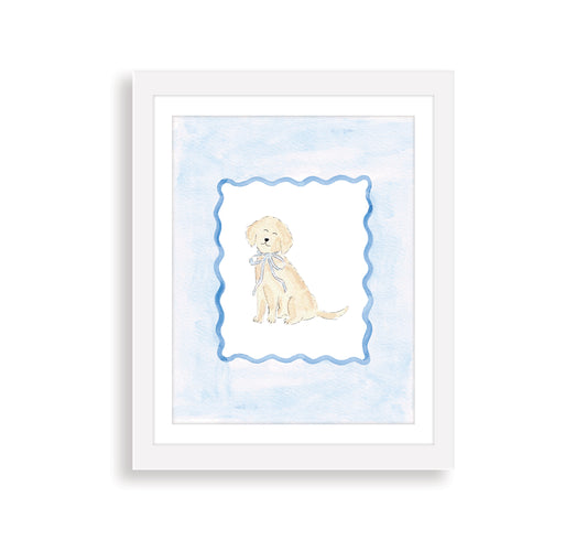 Blue Puppy Dog Watercolor Art Print