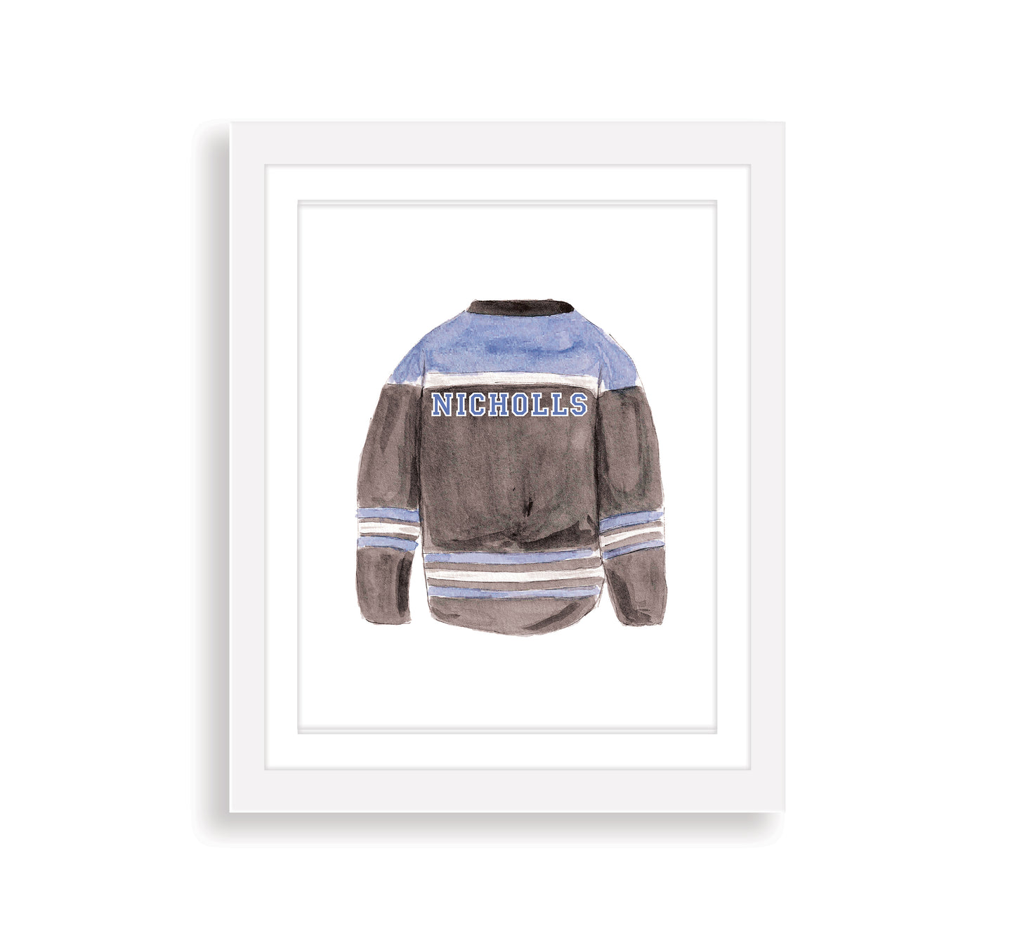 Personalized Hockey Jersey Watercolor Art Print