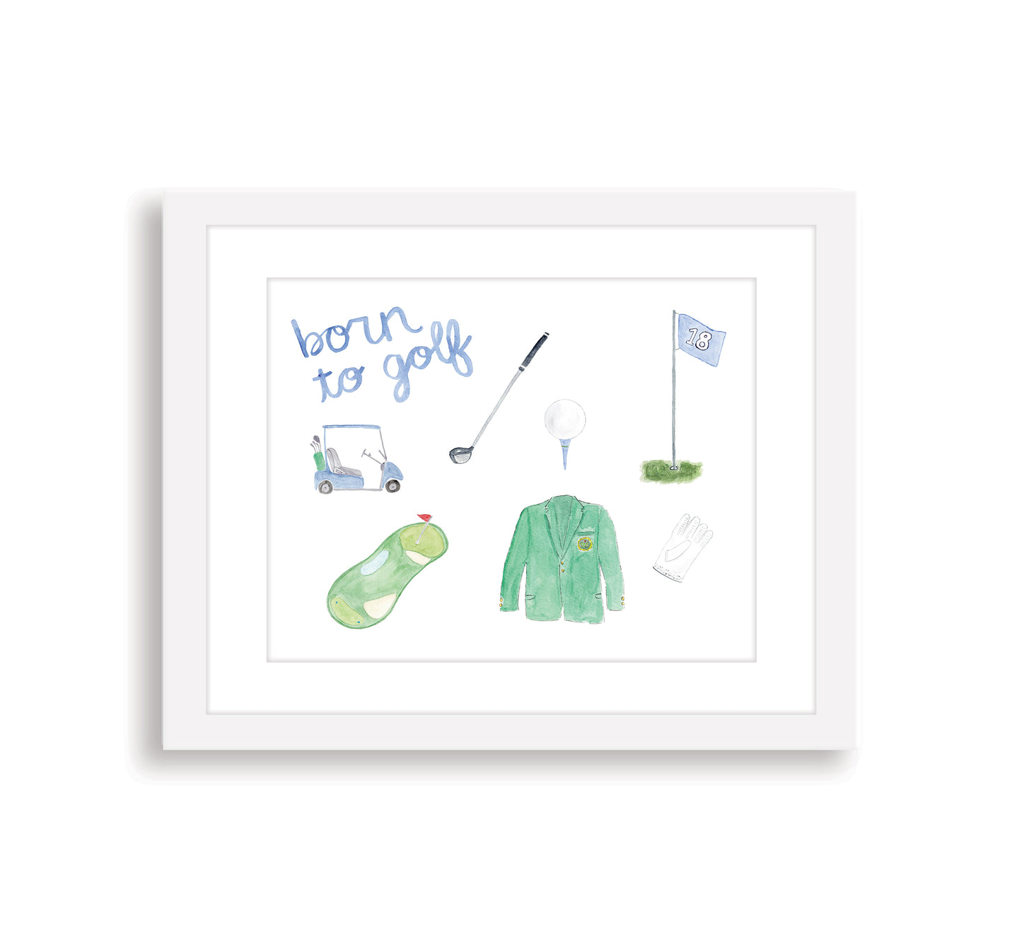 "Born to Golf" Watercolor Art Print