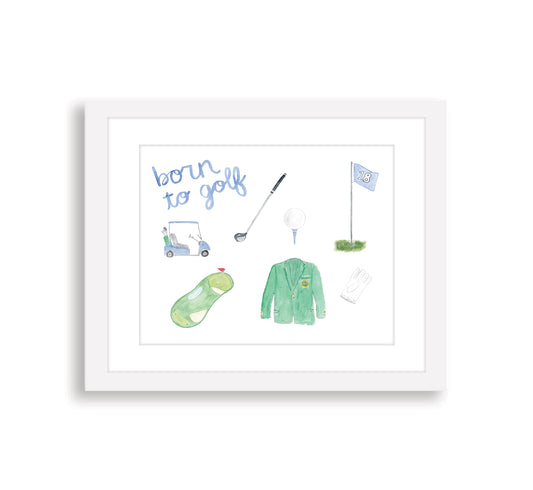 "Born to Golf" Watercolor Art Print