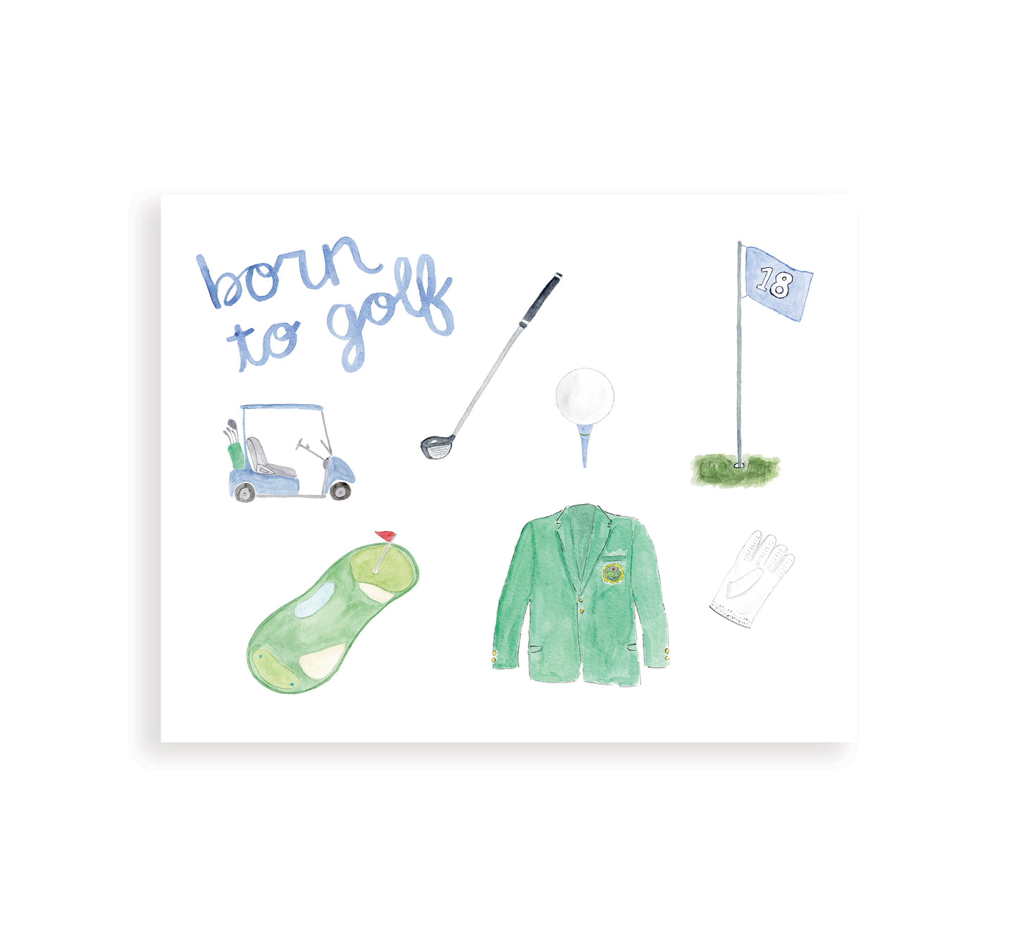 "Born to Golf" Watercolor Art Print