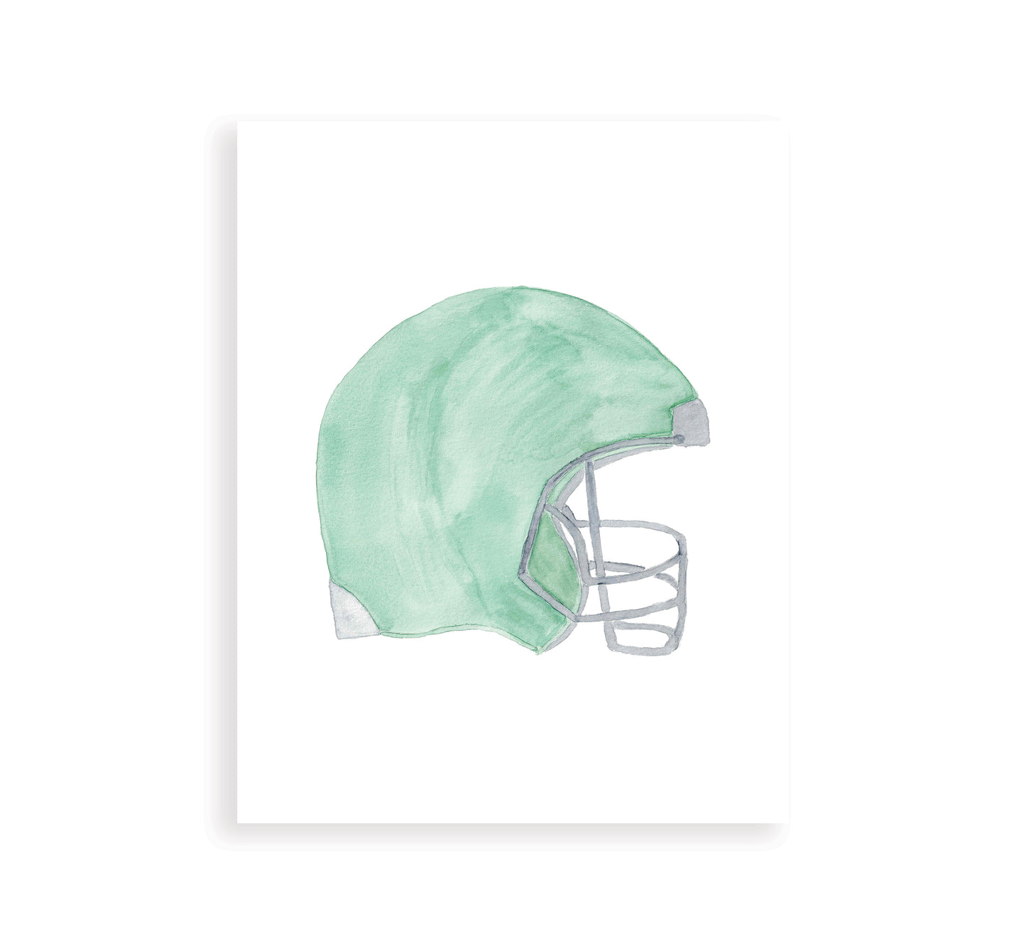 Green Football Helmet Watercolor Art Print