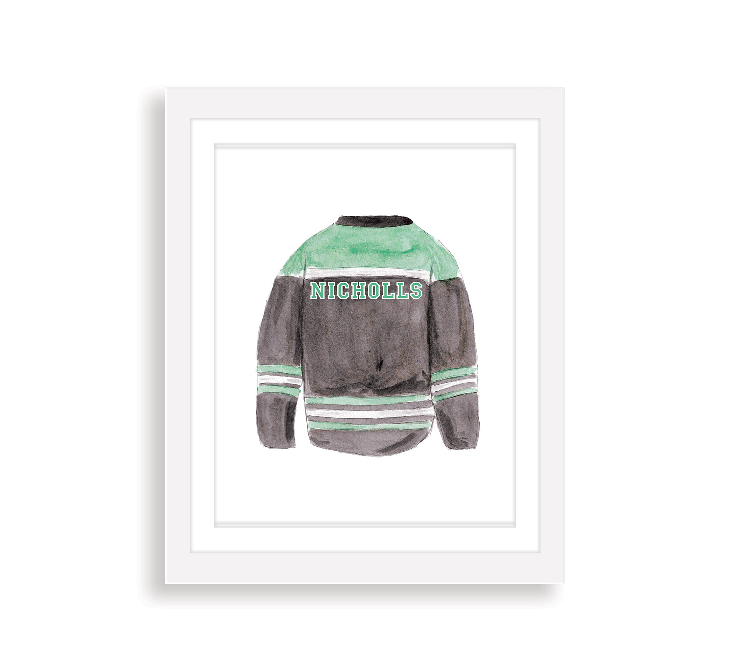 Personalized Hockey Jersey Watercolor Art Print