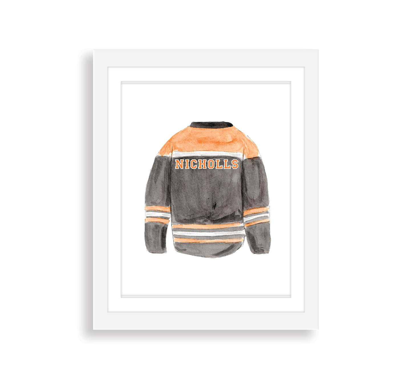 Personalized Hockey Jersey Watercolor Art Print