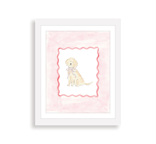 Pink Puppy Dog Watercolor Art Print