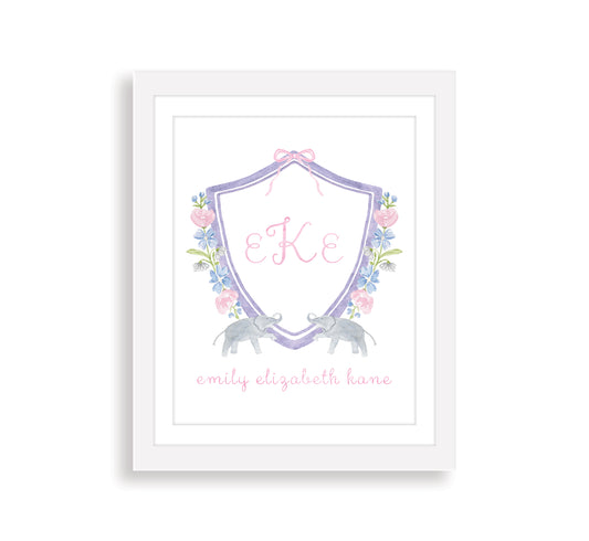 Purple Monogrammed Baby Crest