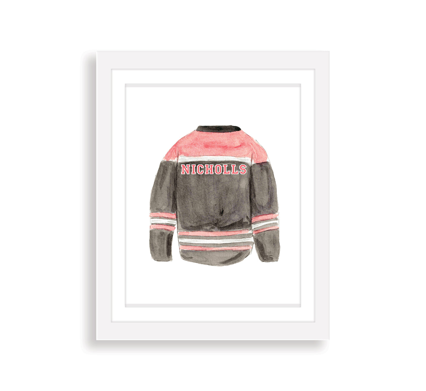 Personalized Hockey Jersey Watercolor Art Print