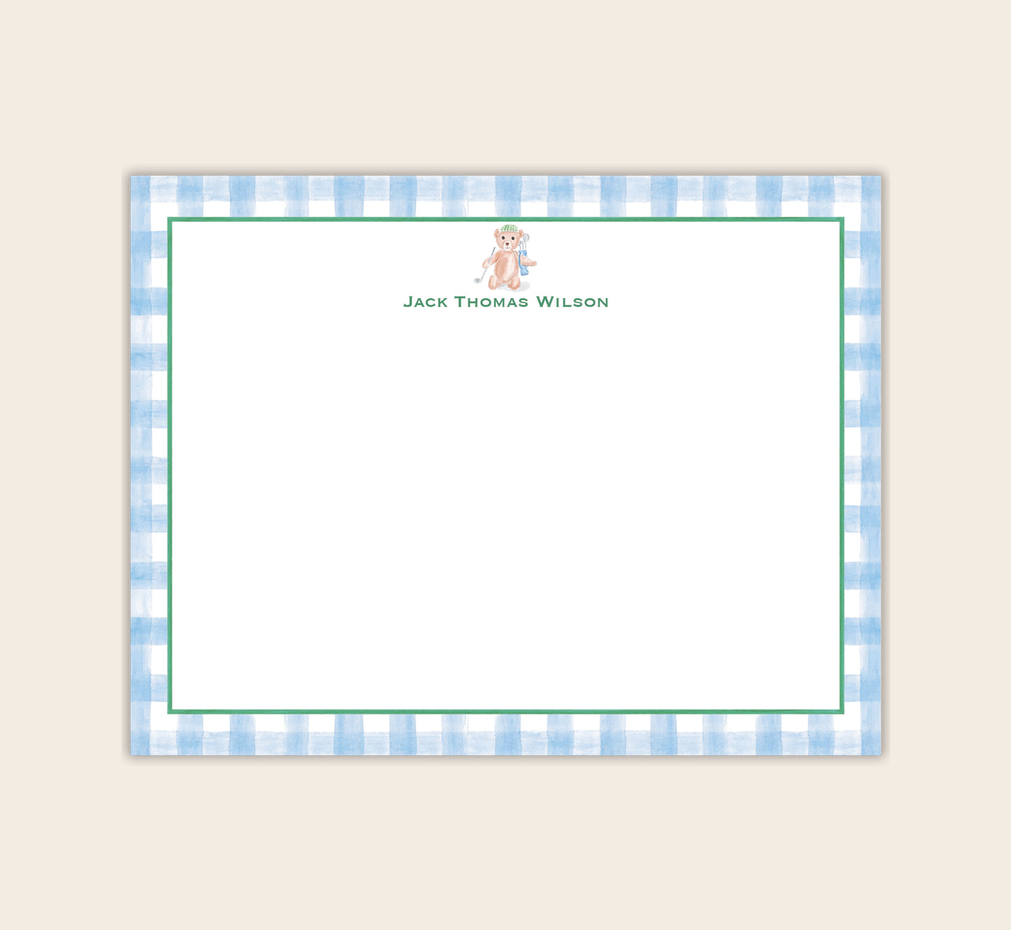 Personalized Baby Golfing Bear Stationery