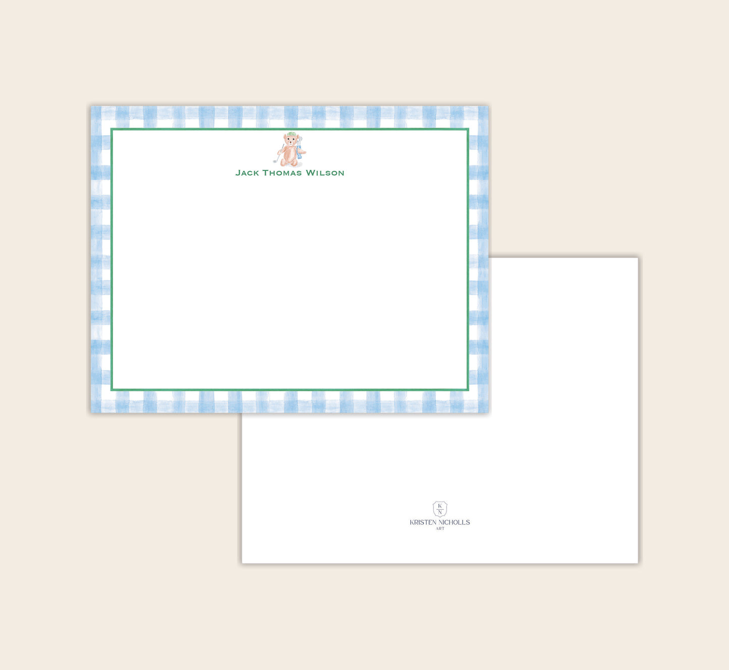 Personalized Baby Golfing Bear Stationery