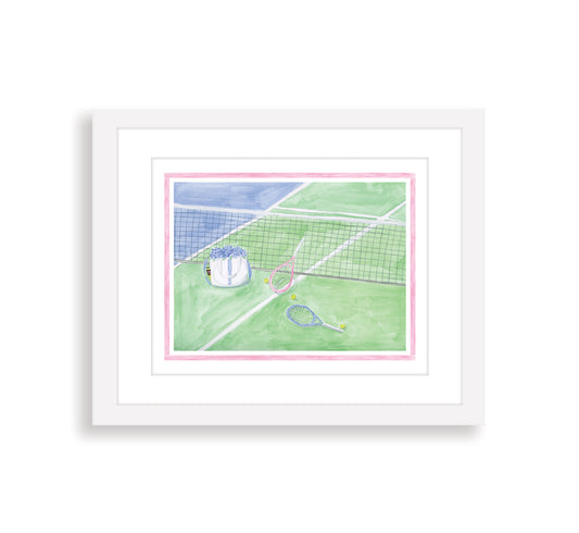 "Hydrangeas on the Court" Watercolor Tennis Print