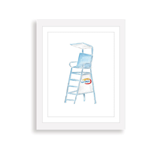 Tennis Ump Chair Watercolor Art Print