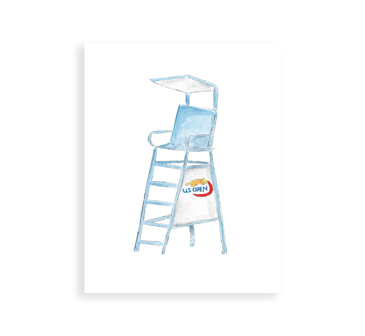 Tennis Ump Chair Watercolor Art Print