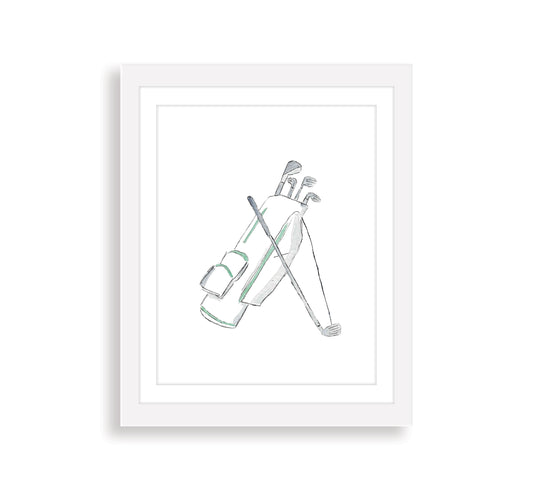 White Golf Bag Watercolor Art Print