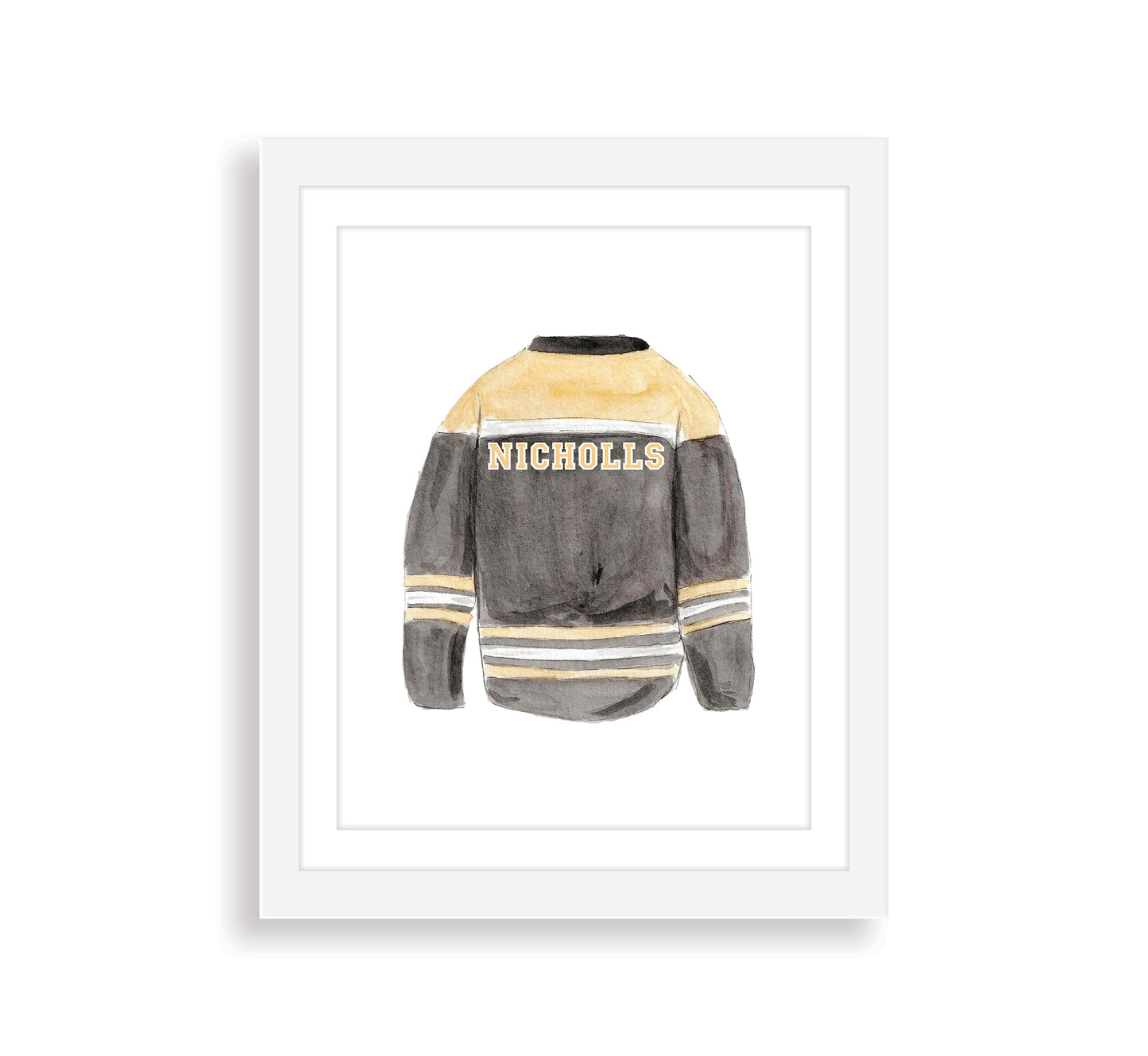 Personalized Hockey Jersey Watercolor Art Print