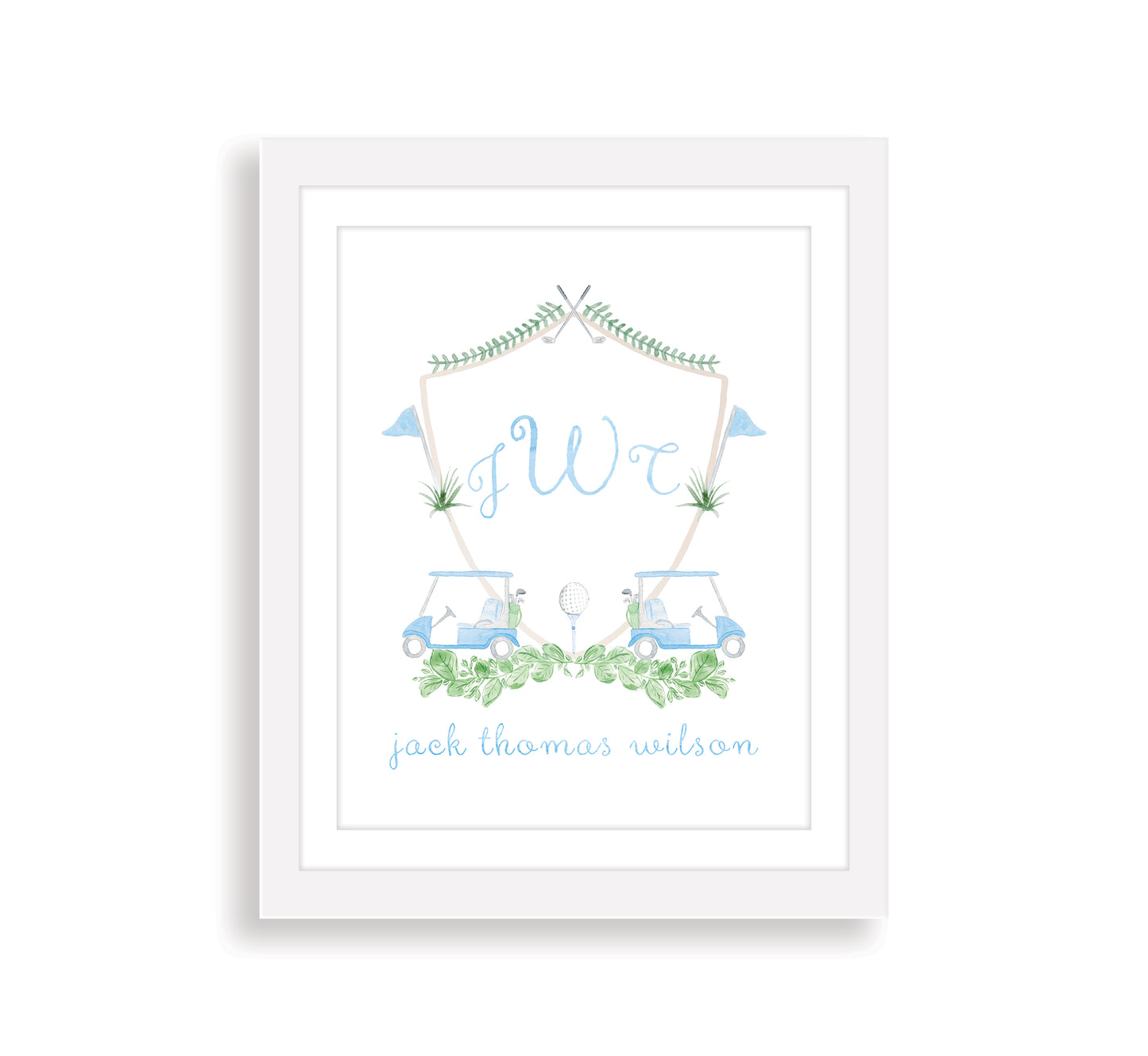 Blue Monogrammed Baby Golf Crest Print