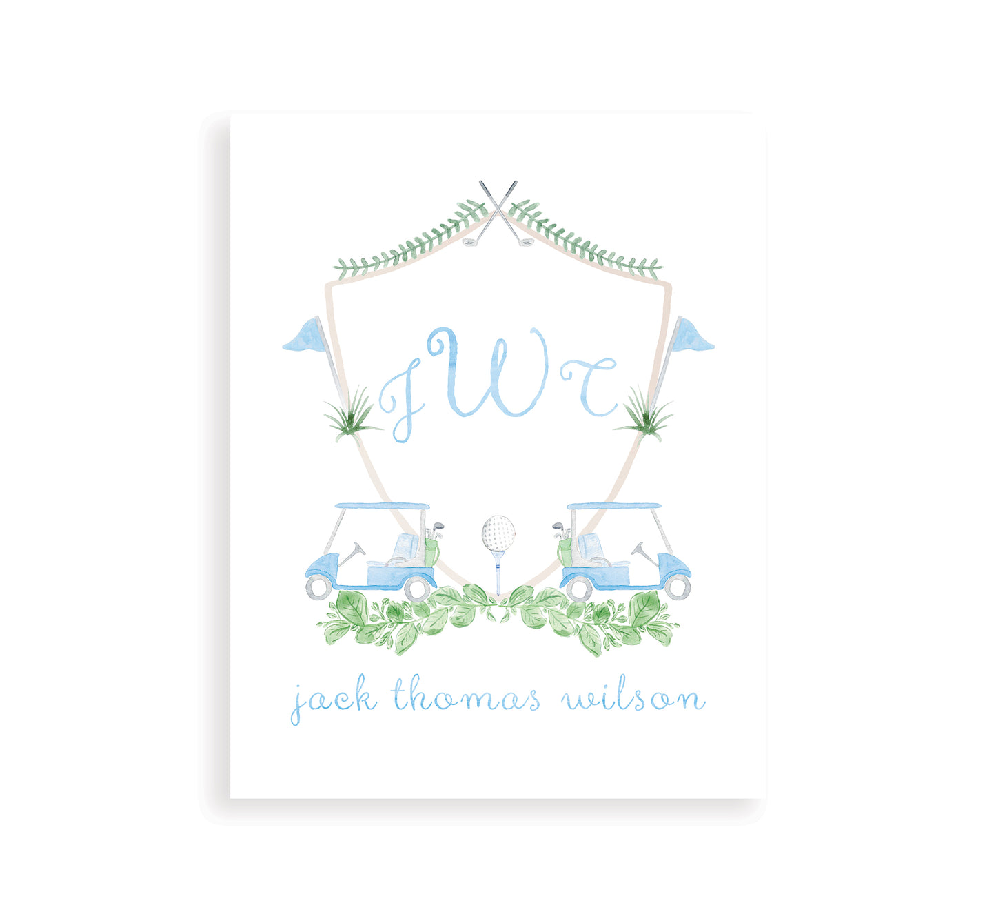 Blue Monogrammed Baby Golf Crest Print