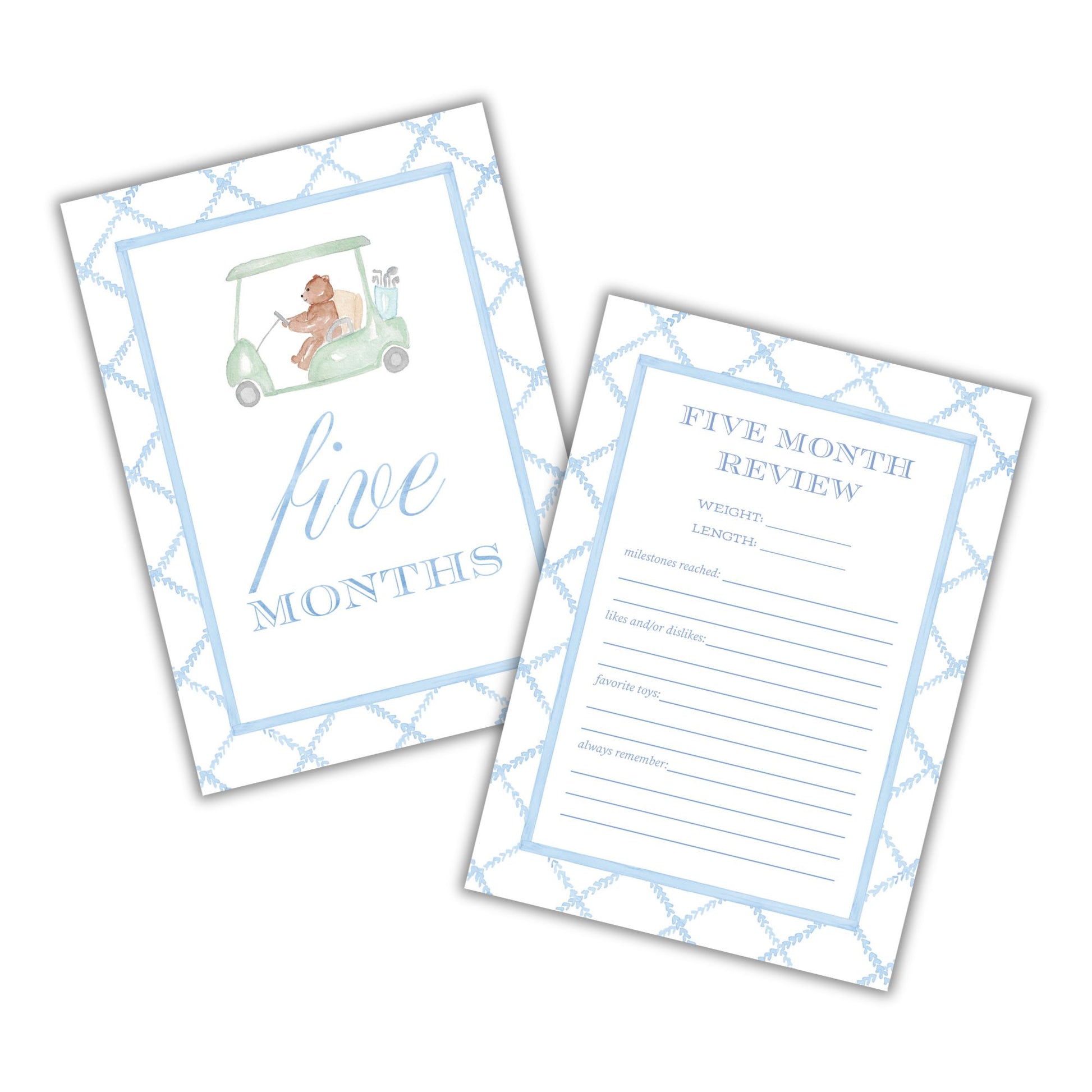 Golf-Themed Baby Monthly Milestone Cards - Watercolor Monthly Milestone Set for Babies