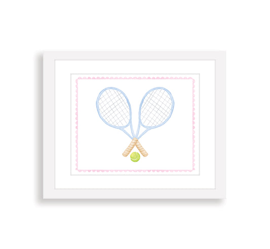 "Love All" Tennis Rackets Watercolor Print
