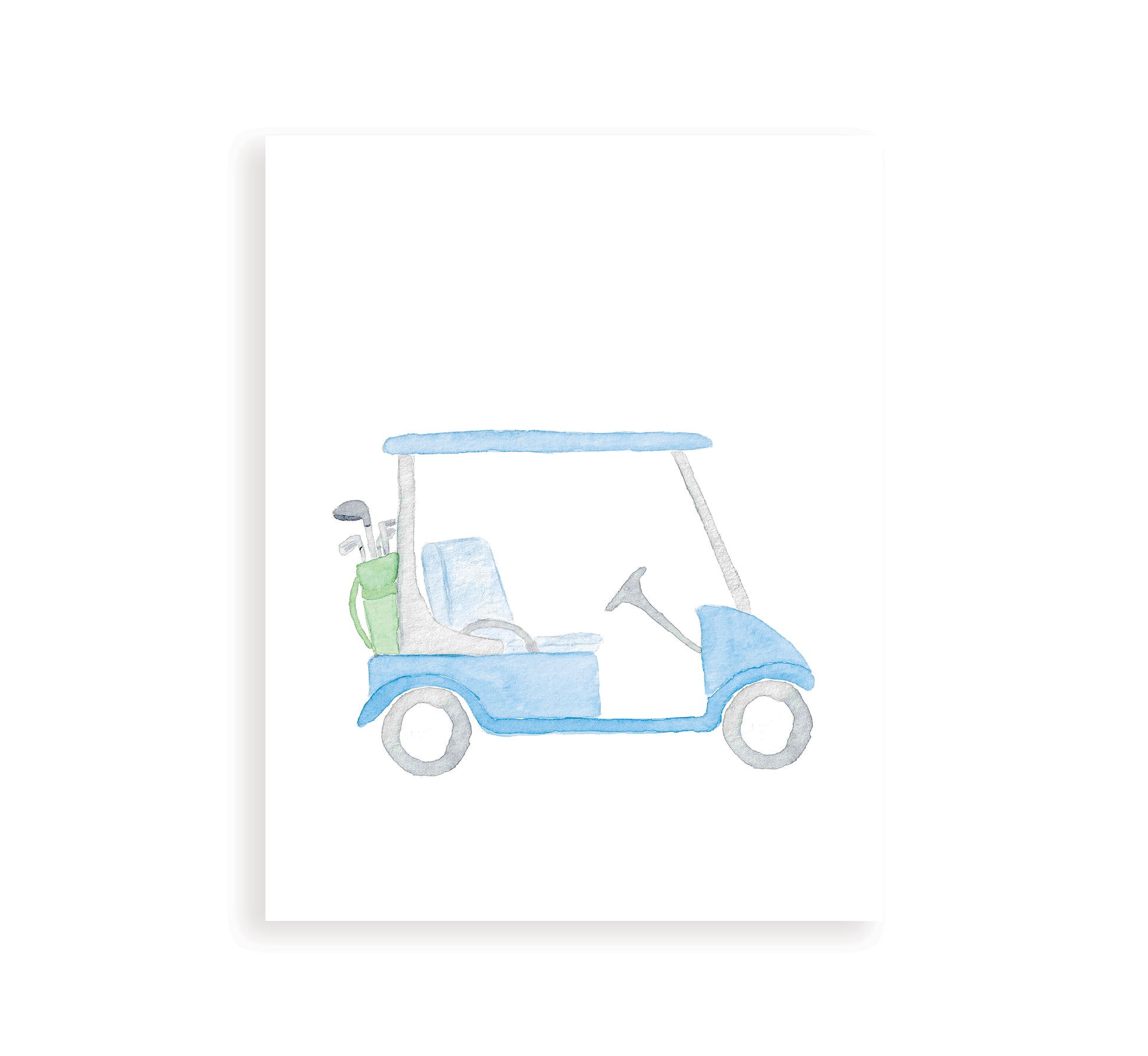 light blue golf cart art print