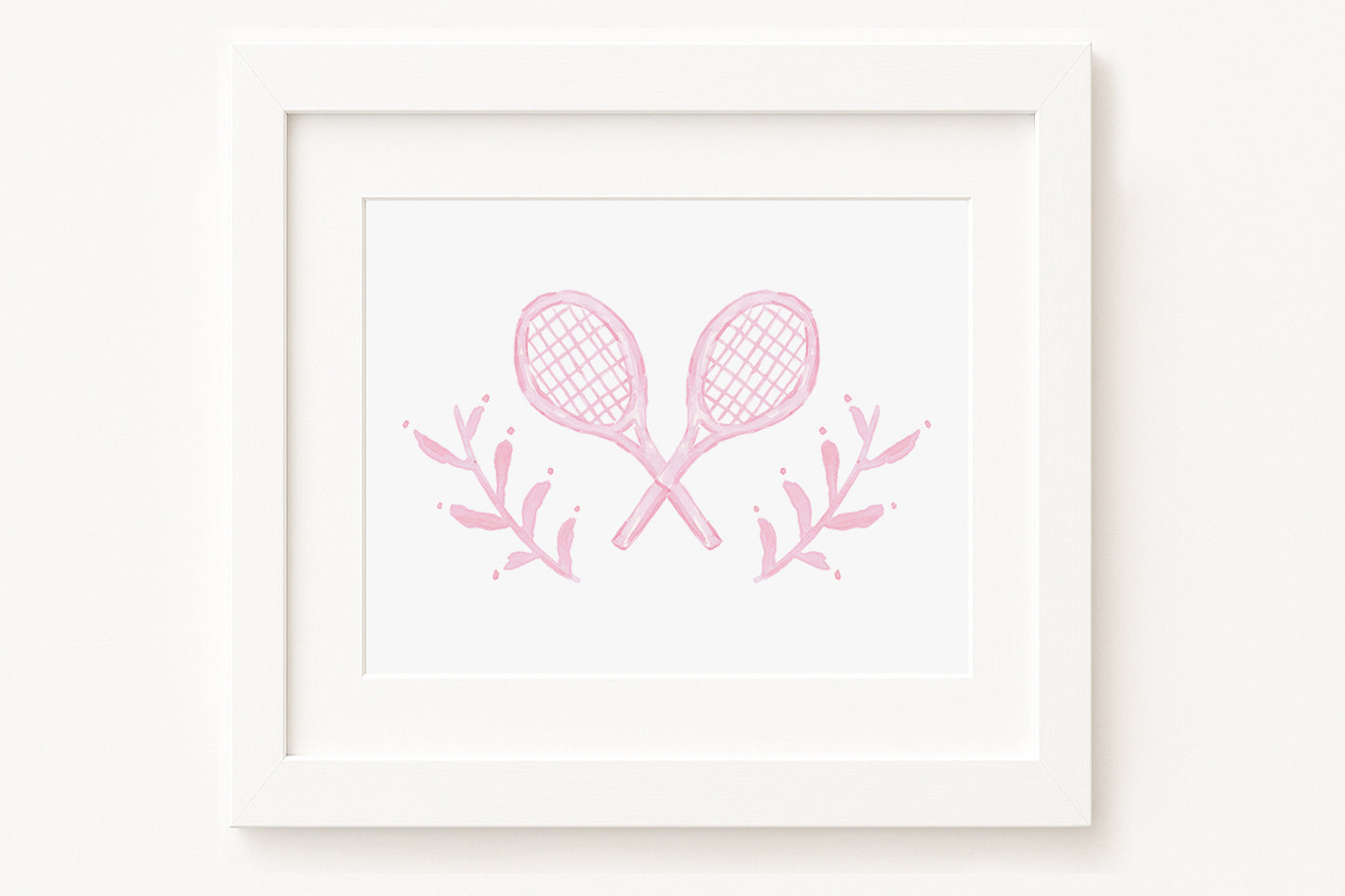 Pink Tennis Rackets Watercolor Toile Art Print