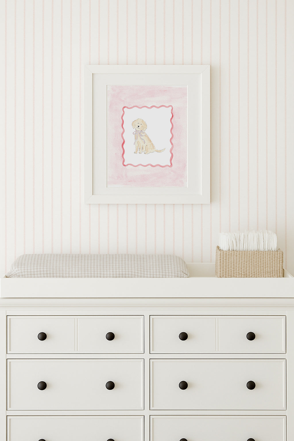 Pink Puppy Dog Watercolor Art Print