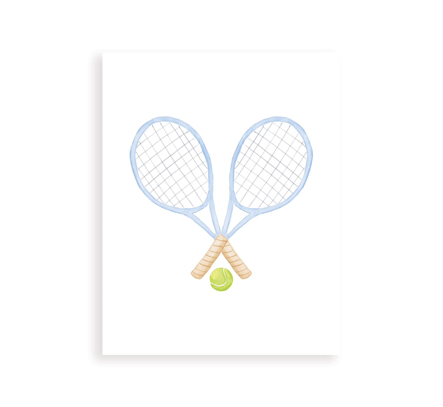 "Love All" Vertical Tennis Rackets Watercolor Print