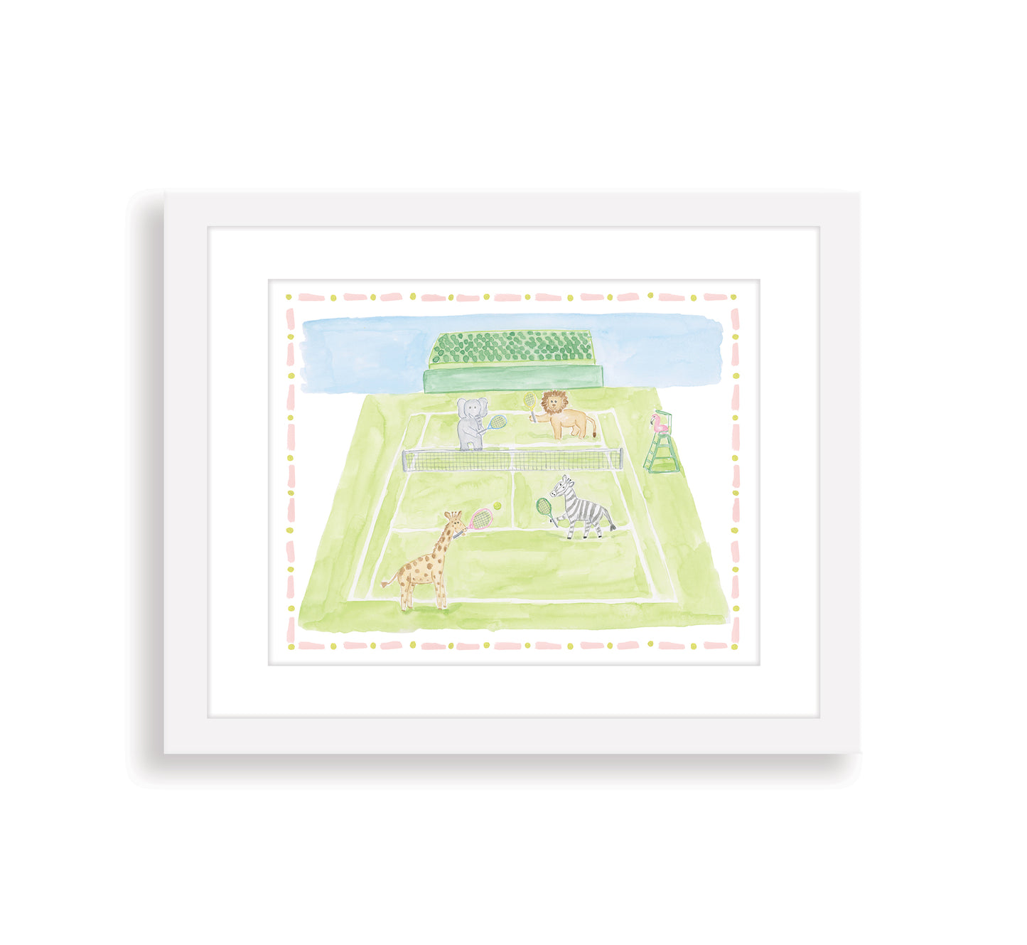 "Wild at Wimbledon" Watercolor Animals Tennis Print