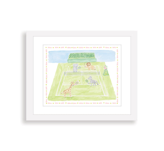 "Wild at Wimbledon" Watercolor Animals Tennis Print