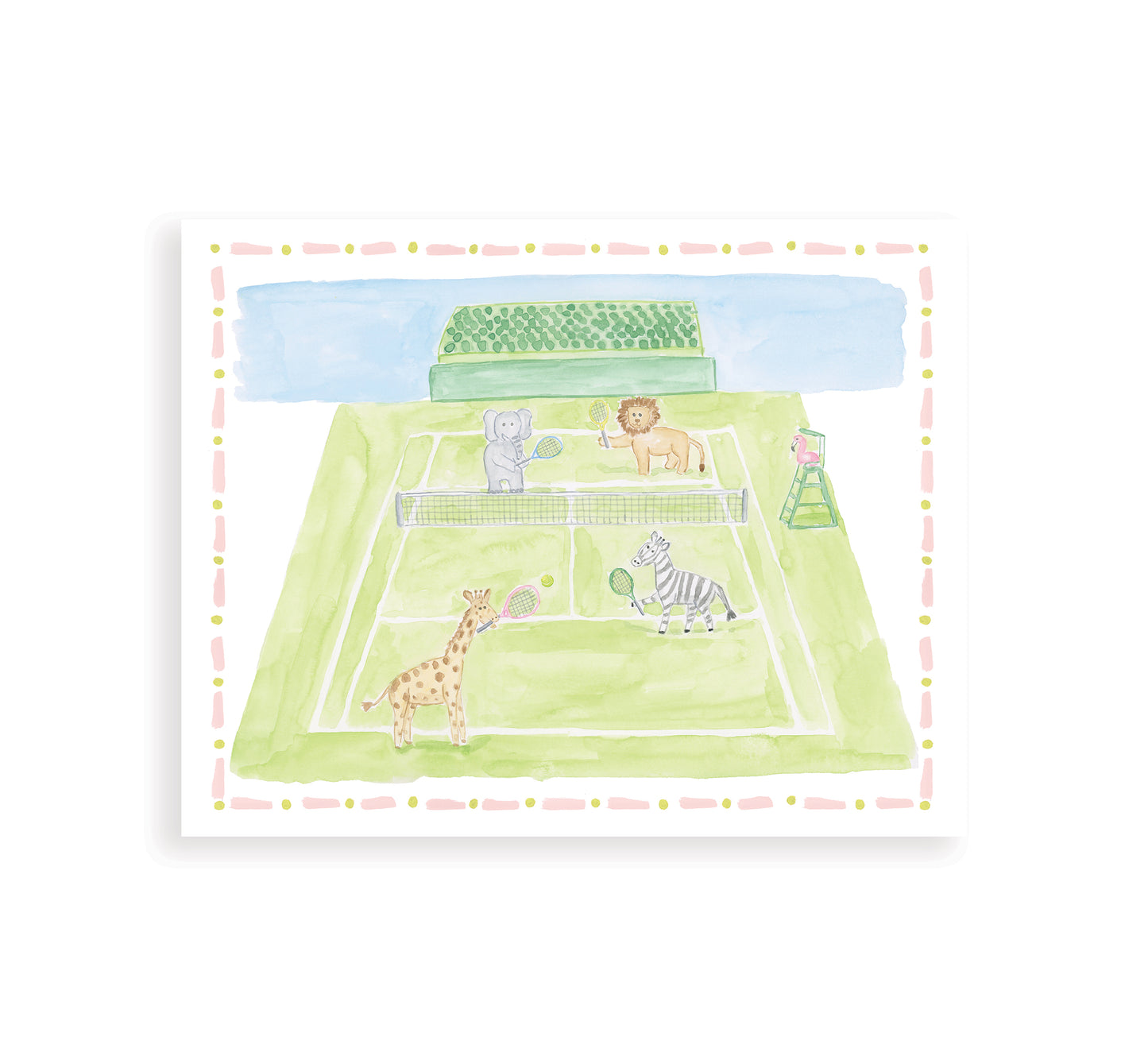 "Wild at Wimbledon" Watercolor Animals Tennis Print