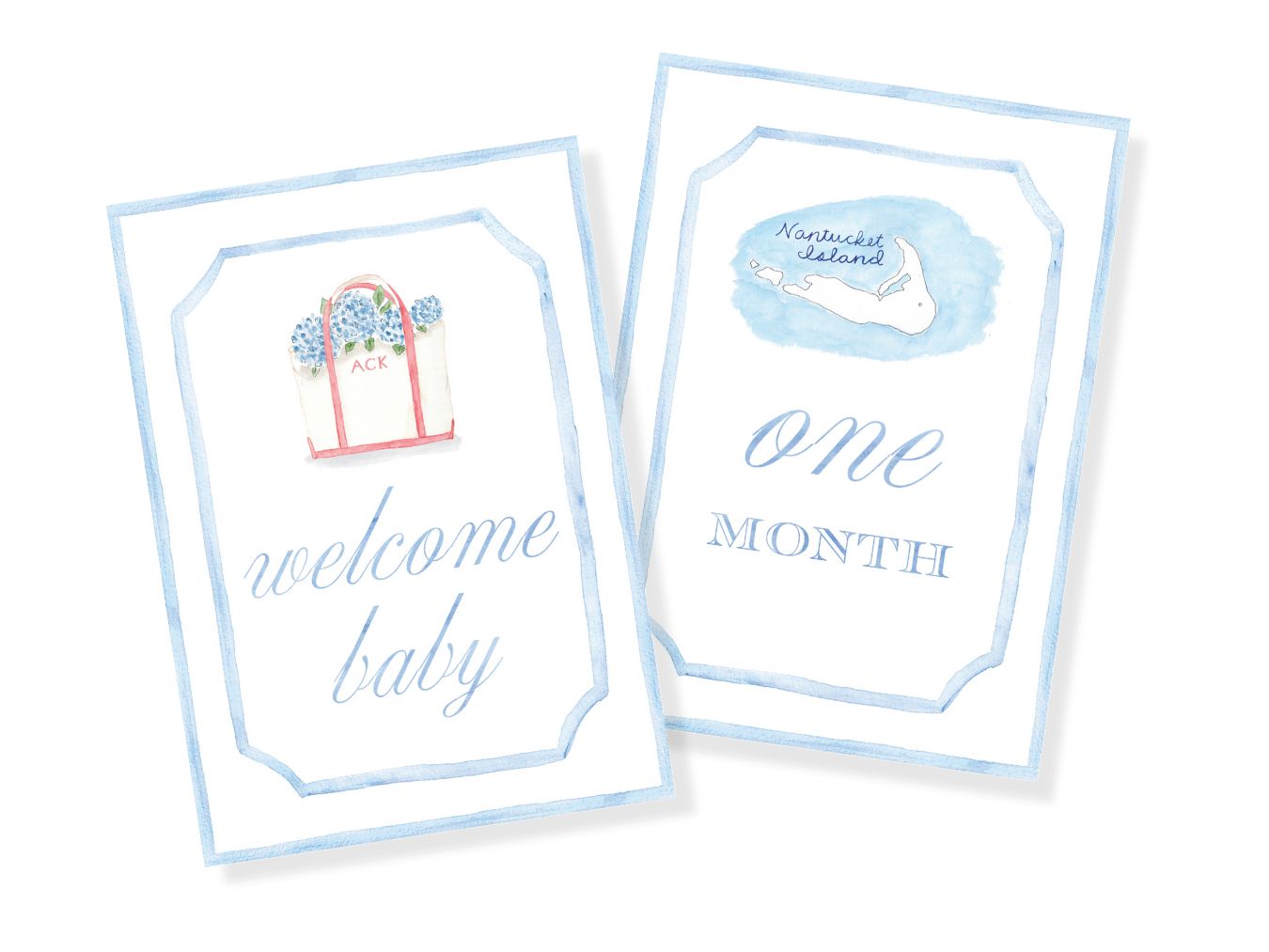 Blue Nantucket Baby Monthly Milestone Cards