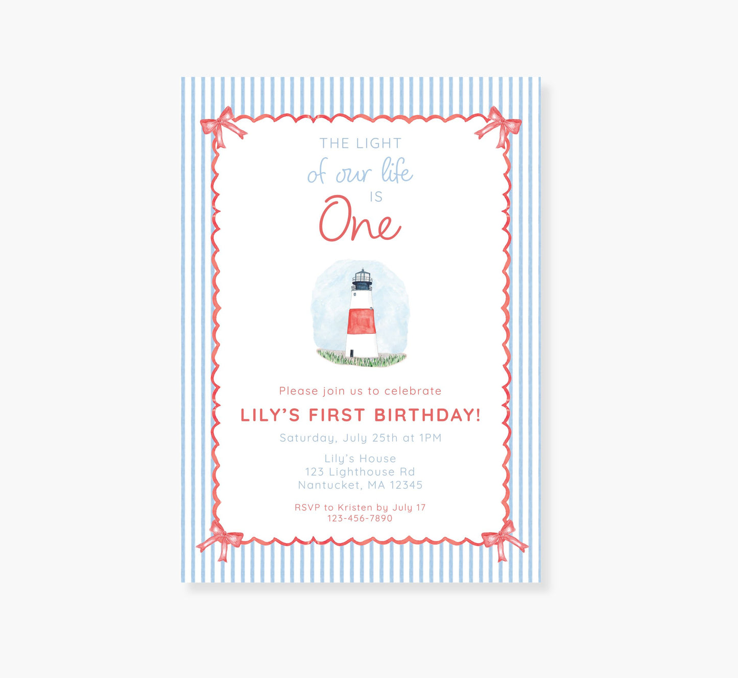 Nantucket Lighthouse Birthday Invitation