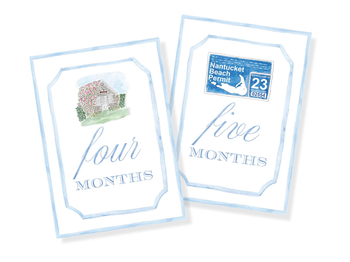 Blue Nantucket Baby Monthly Milestone Cards