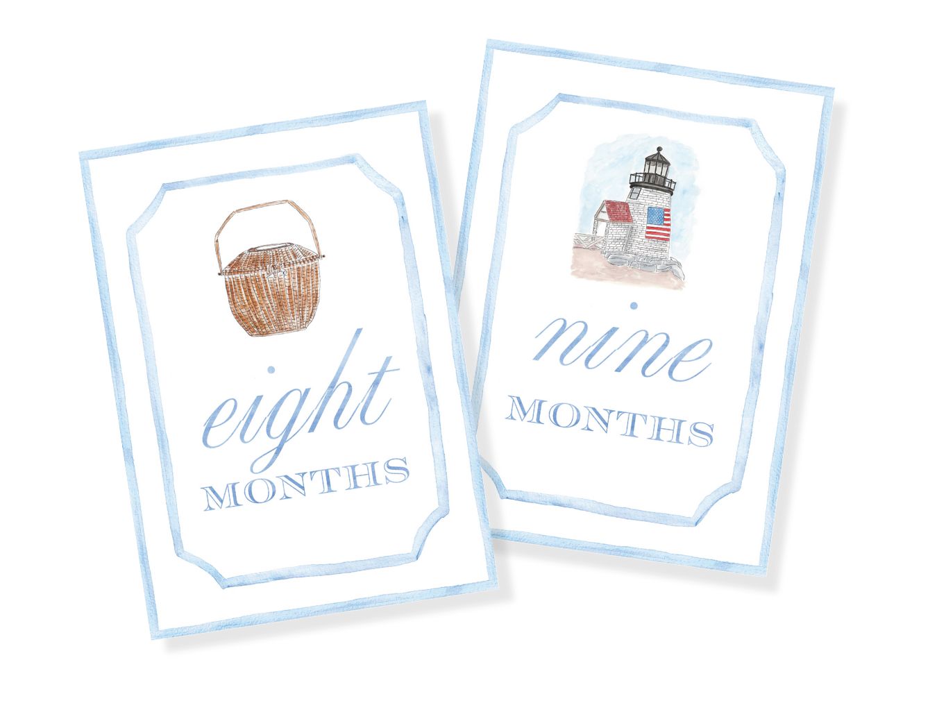 Blue Nantucket Baby Monthly Milestone Cards