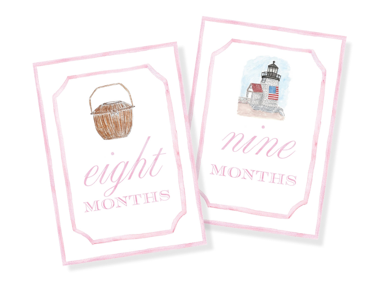 Pink Nantucket Baby Monthly Milestone Cards