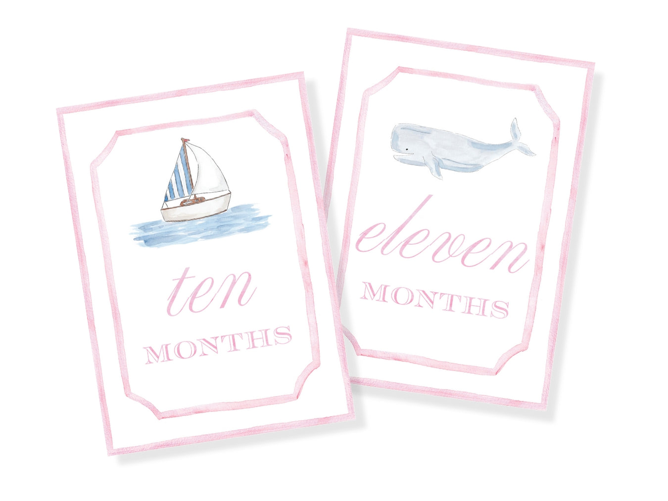 Pink Nantucket Baby Monthly Milestone Cards
