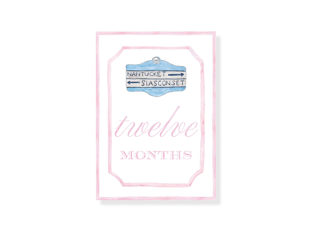 Pink Nantucket Baby Monthly Milestone Cards
