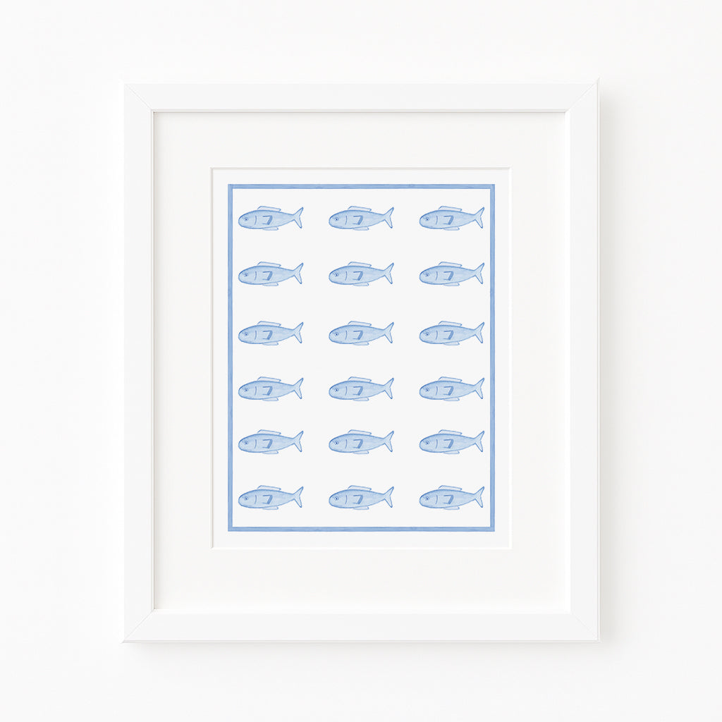 Blue Fish Watercolor Art Print