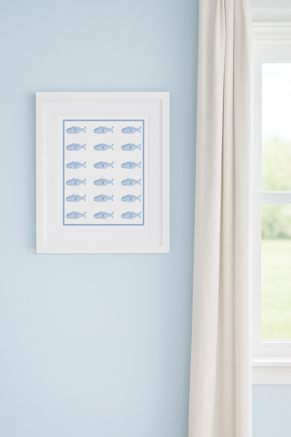 Blue Fish Watercolor Art Print