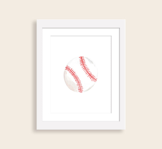 Baseball Watercolor Art Print