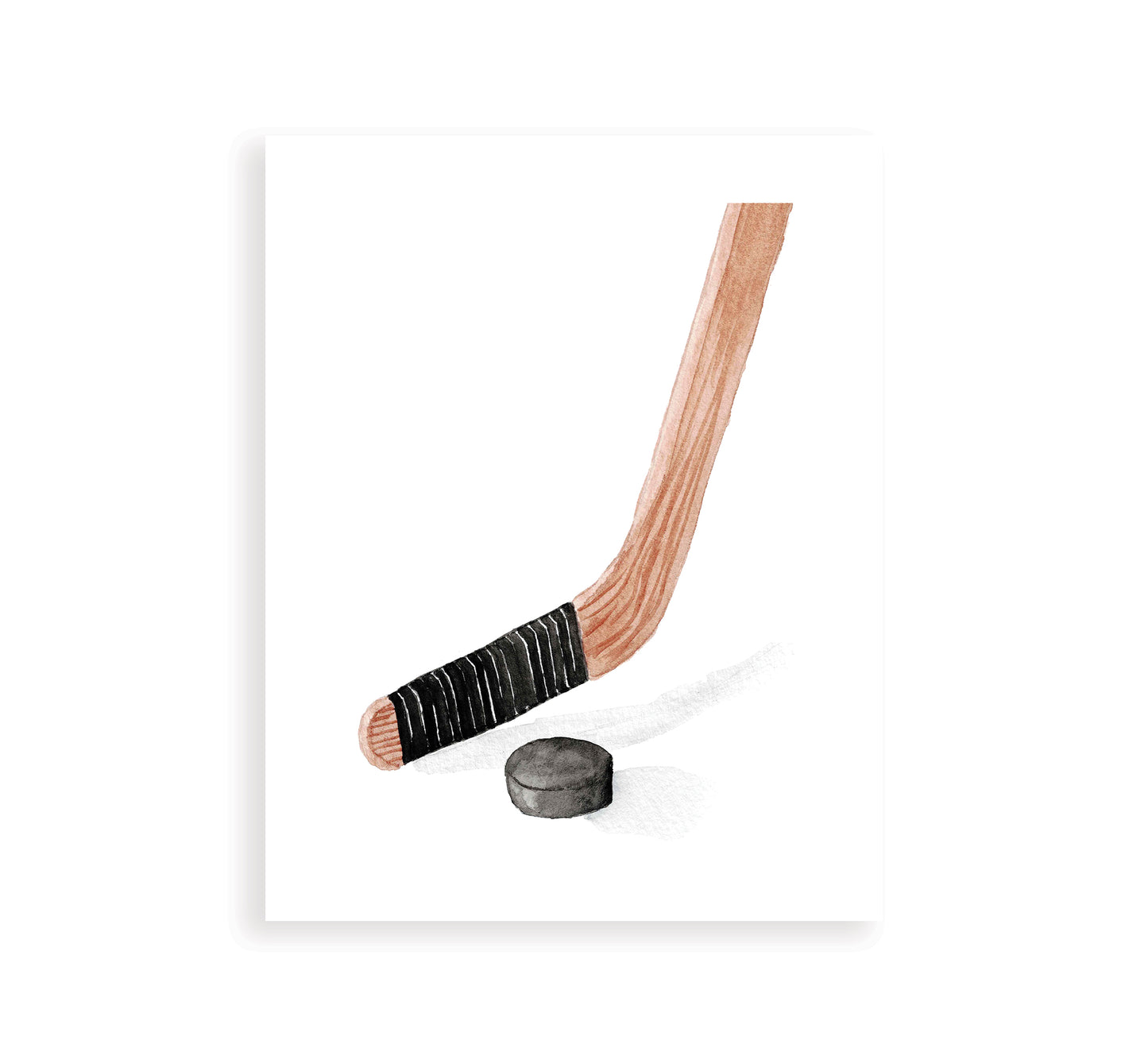 Hockey Stick and Puck Watercolor Art Print