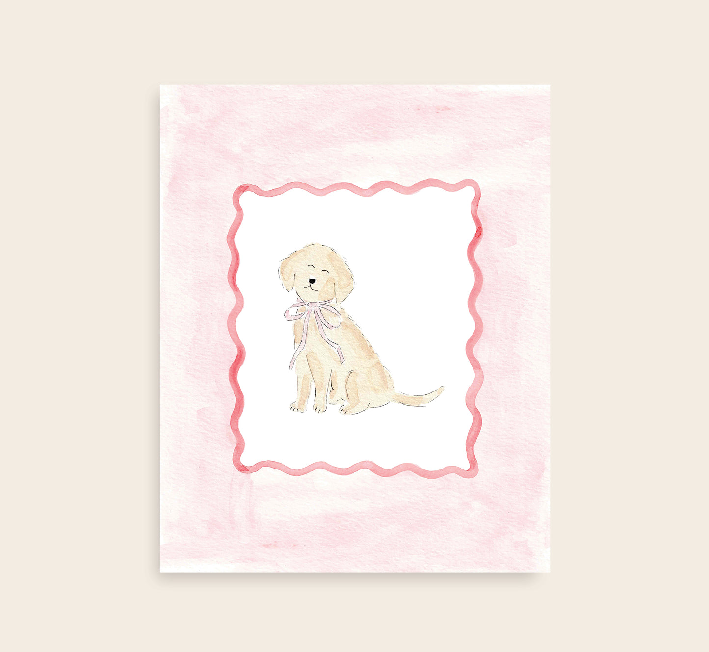 Pink Puppy Dog Watercolor Art Print