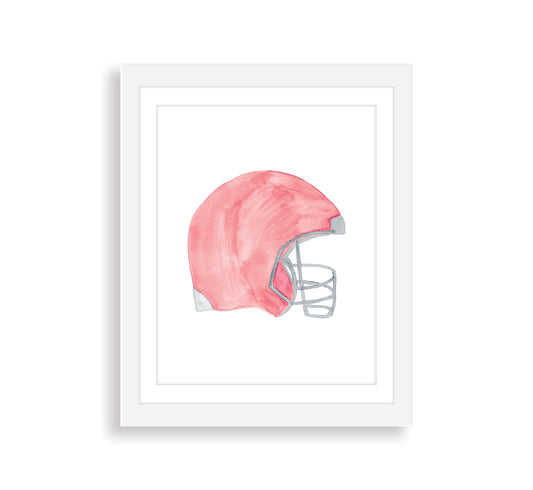 Red Football Helmet Watercolor Art Print