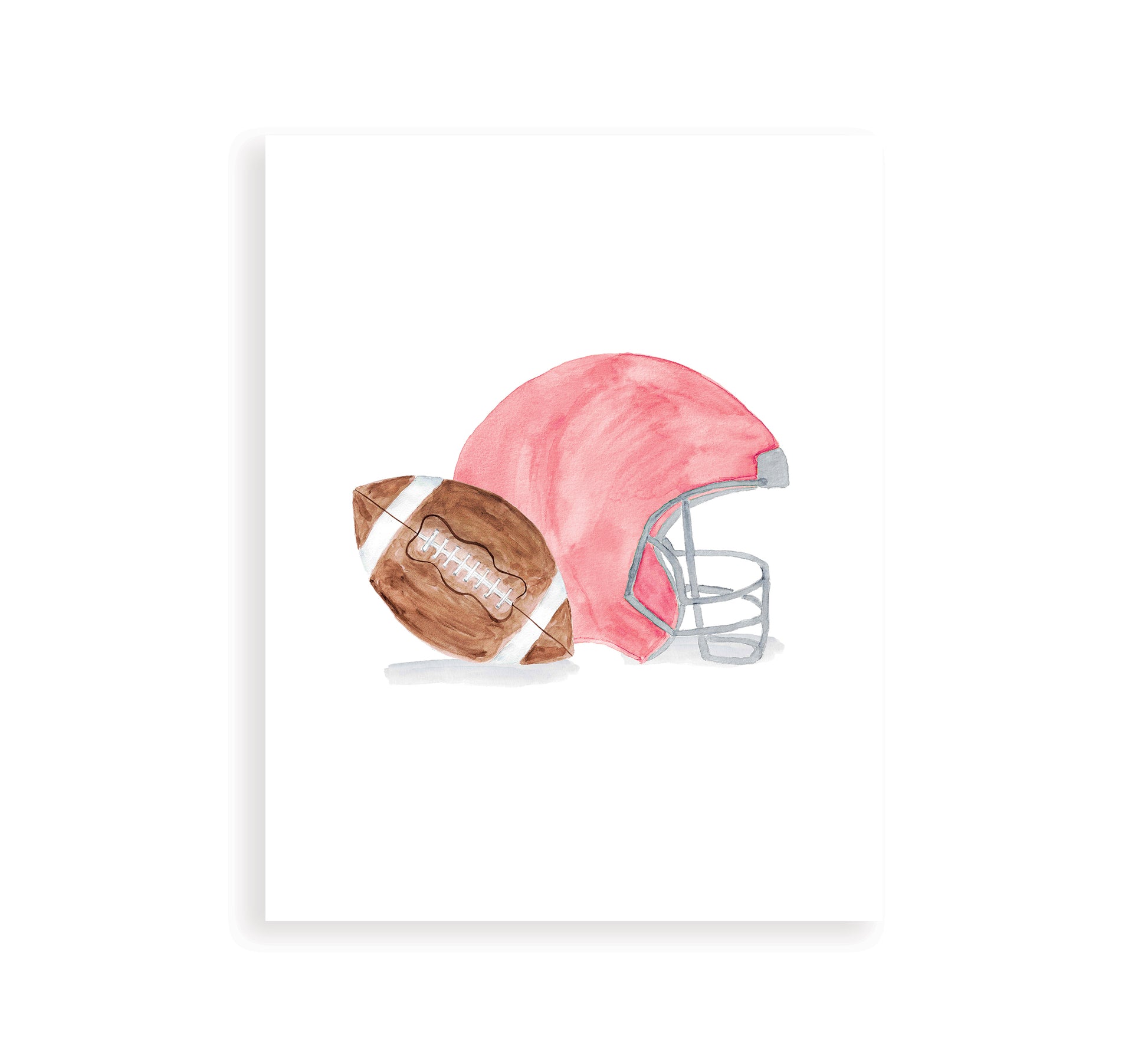 evadale football helmet artwork Red Football Helmet and Football Watercolor Art Print
