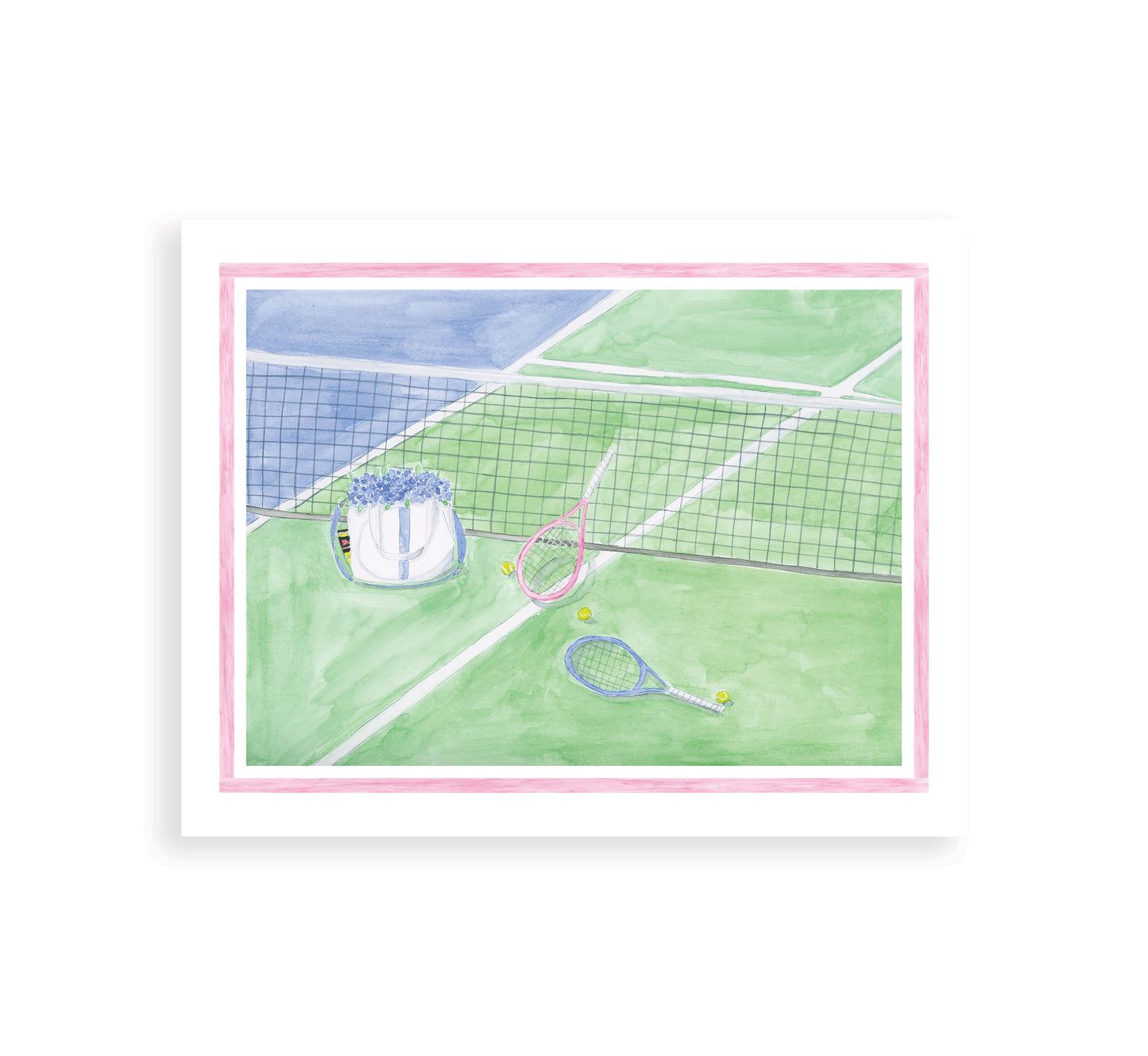 "Hydrangeas on the Court" Watercolor Tennis Print