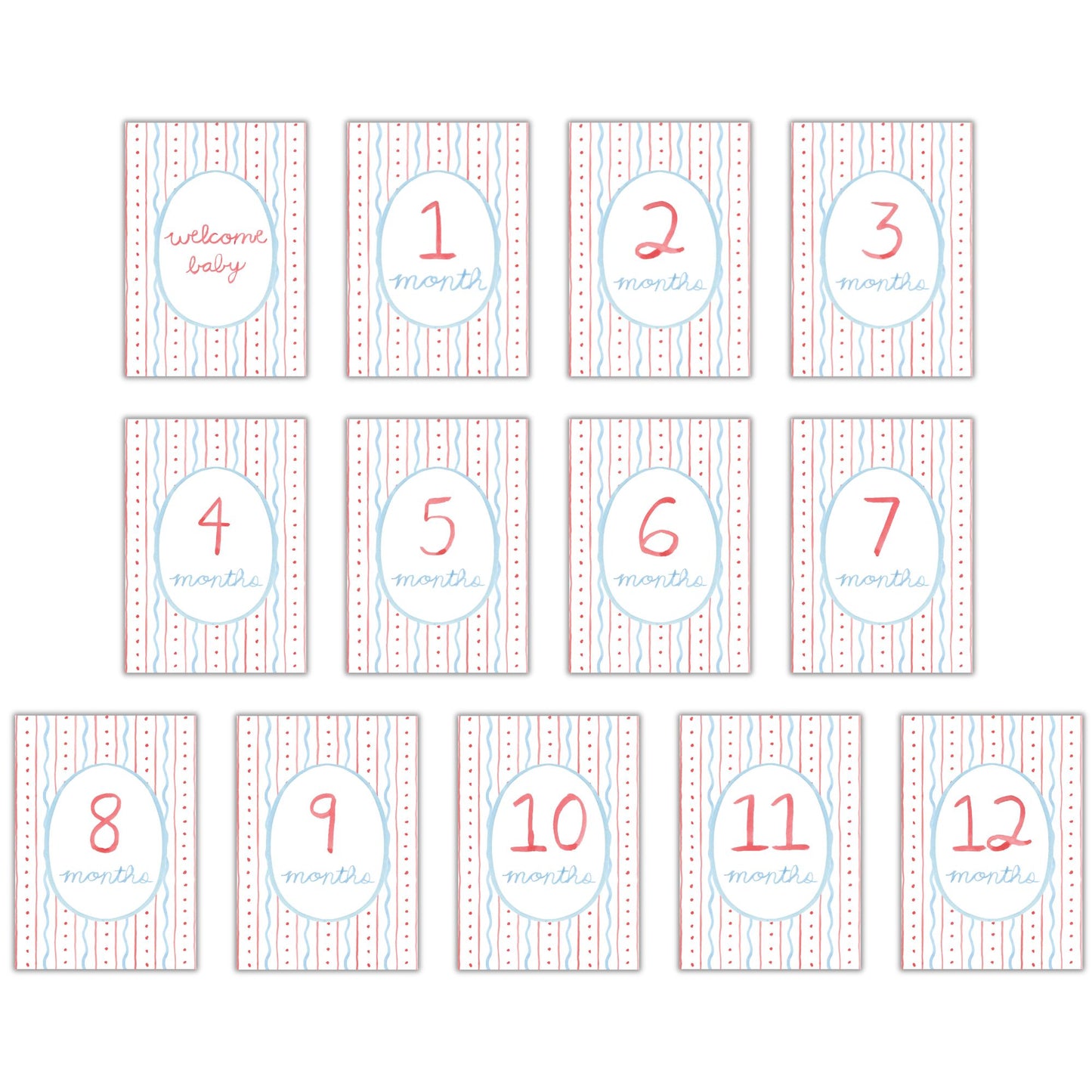 All-American Themed Baby Monthly Milestone Cards