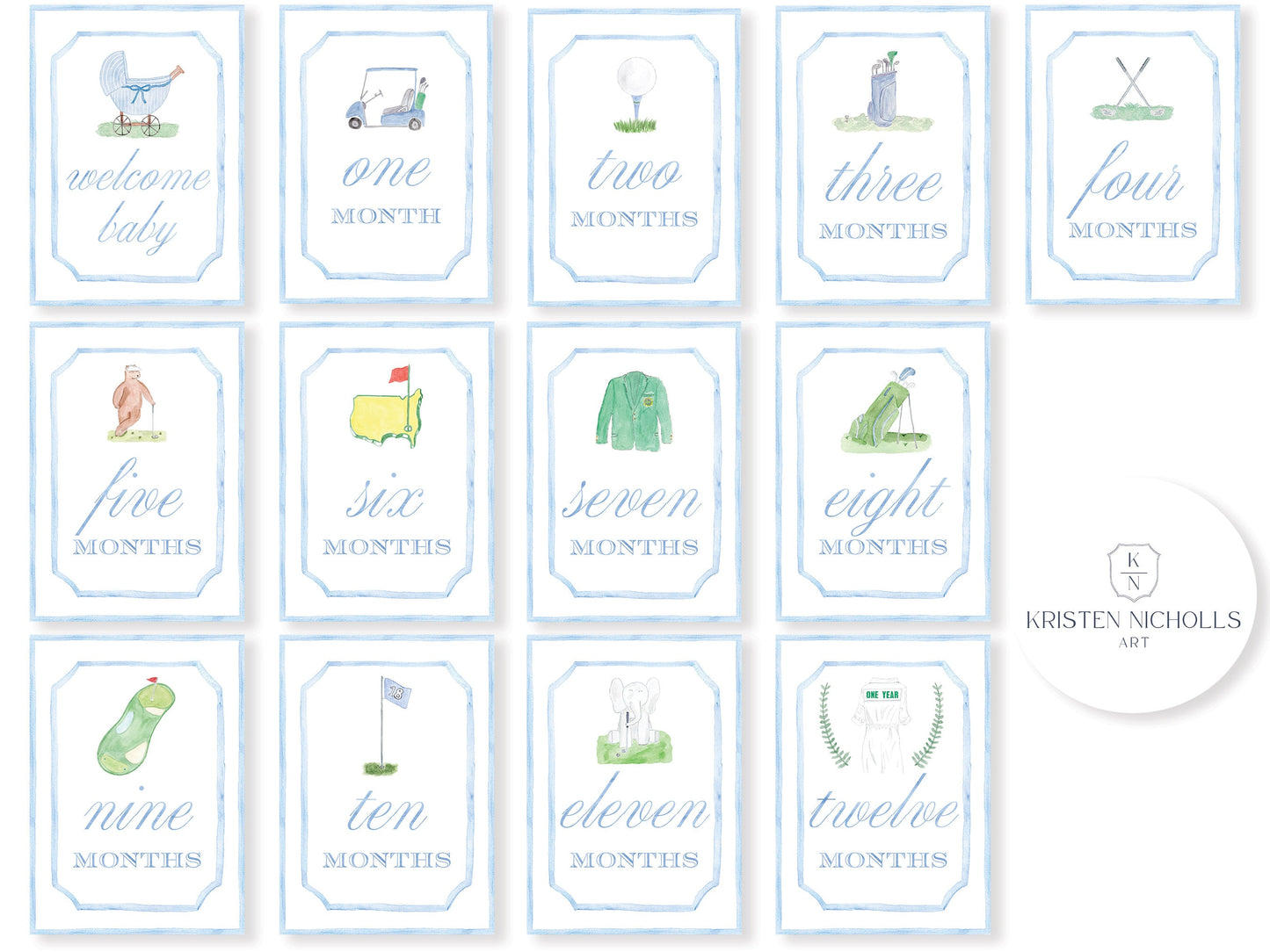 Golf Monthly Milestone Cards for Baby