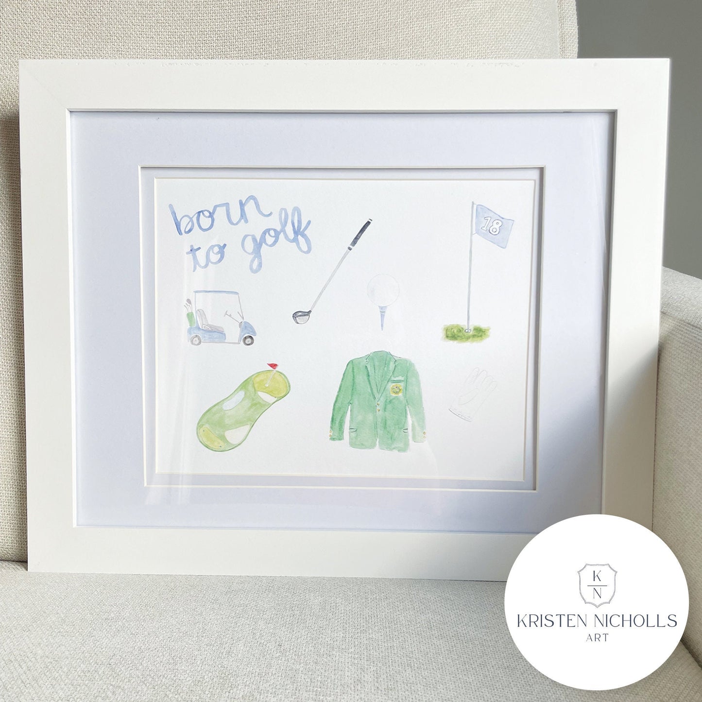 "Born to Golf" Watercolor Art Print