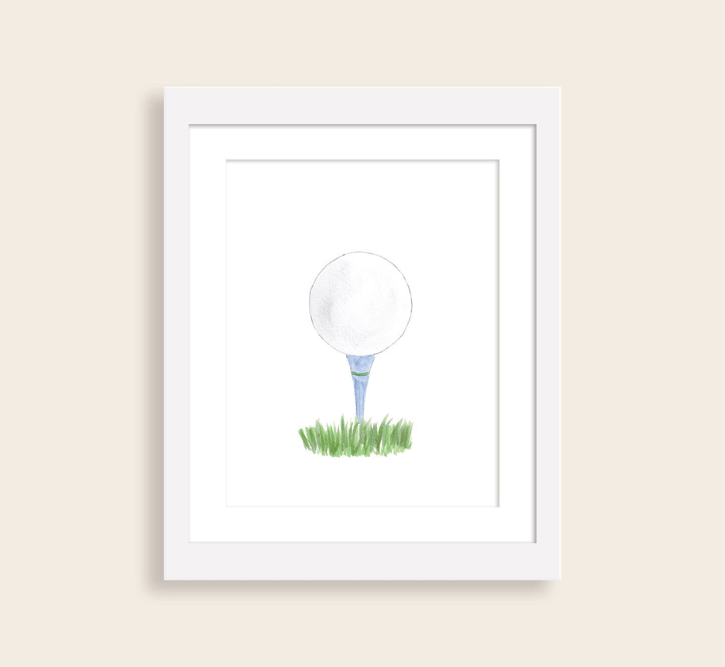 Golf Ball and Tee Watercolor Art Print